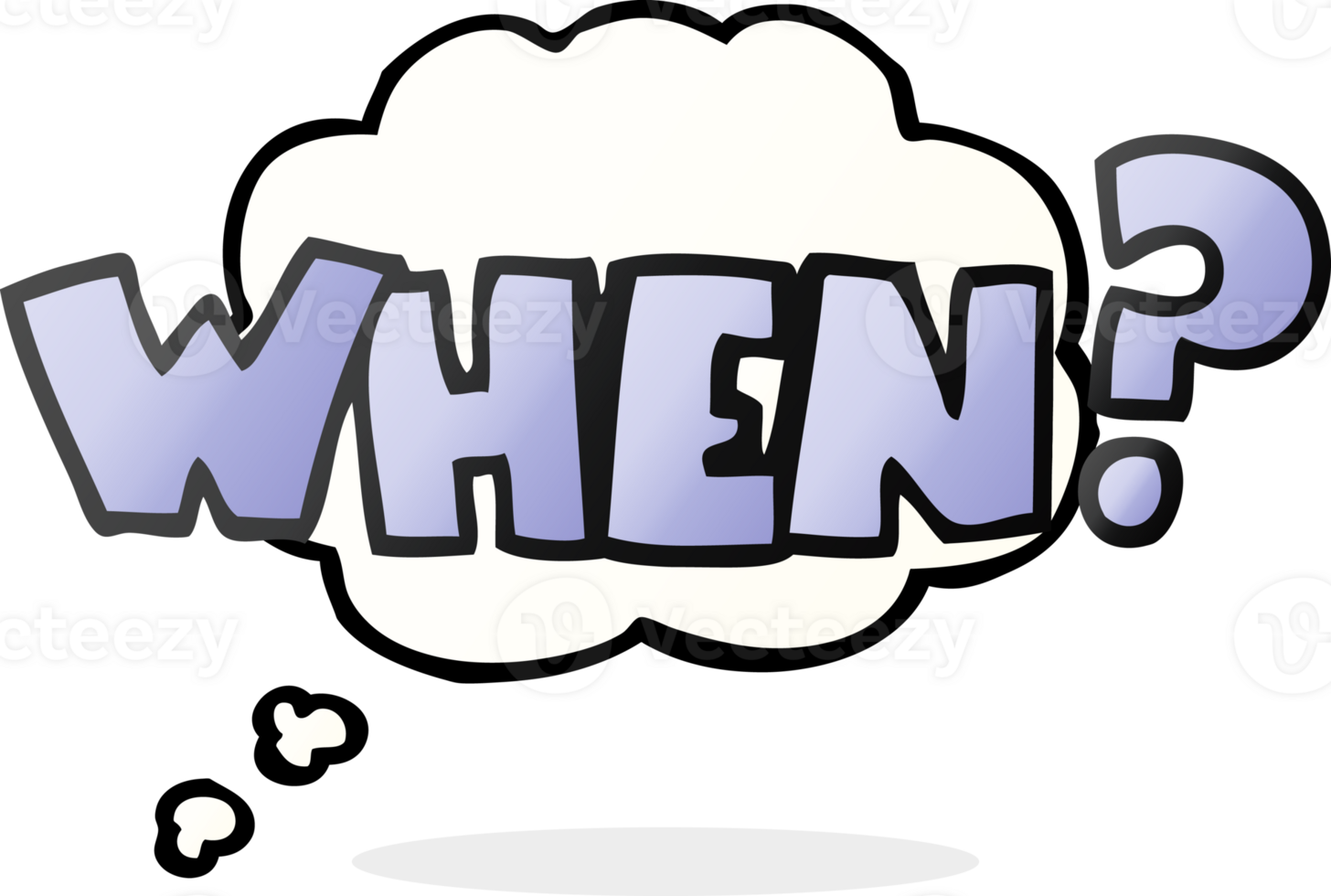 hand drawn thought bubble cartoon when word png