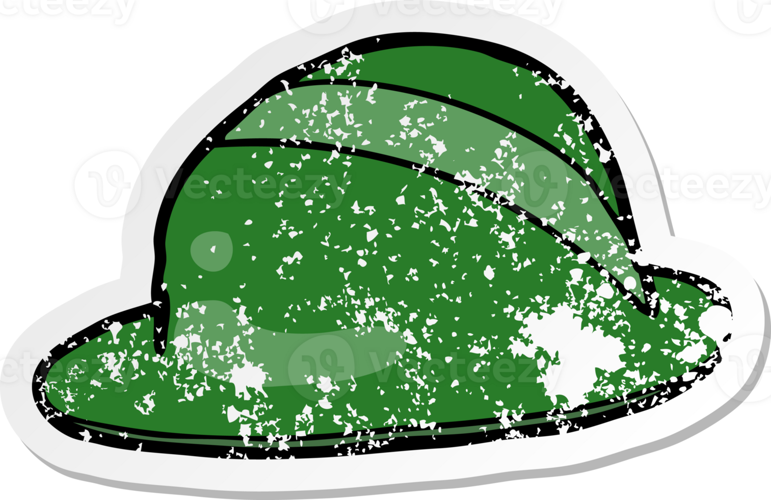 distressed sticker of a cartoon bowler hat png