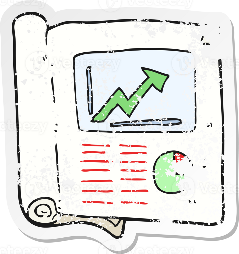 retro distressed sticker of a cartoon business document png