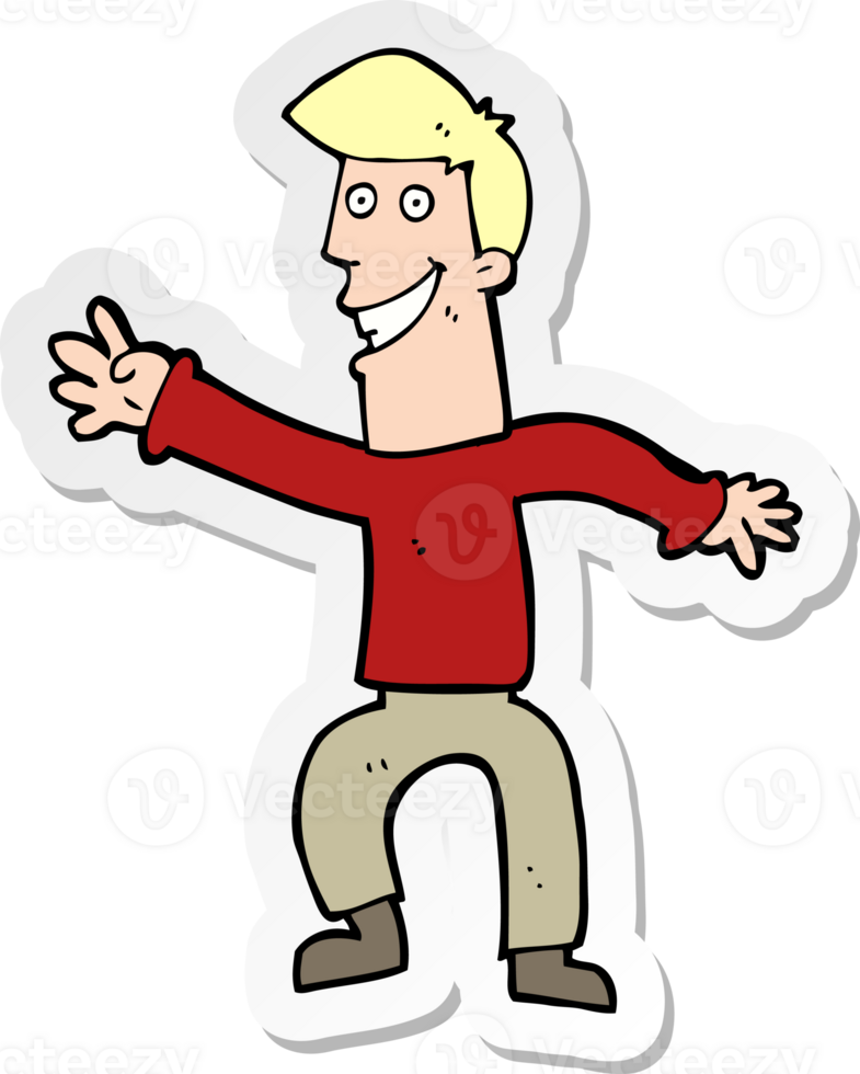 sticker of a cartoon happy man dancing png
