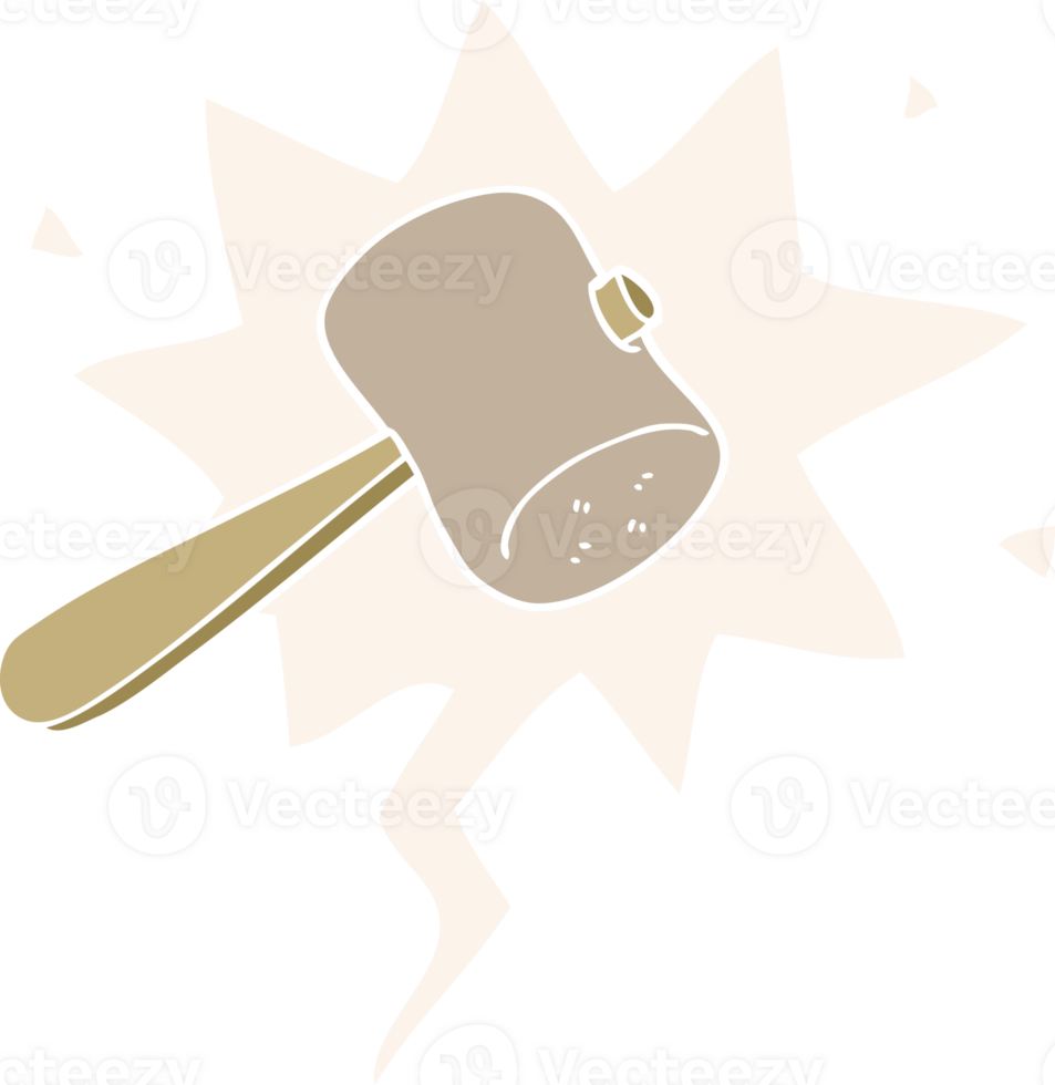 cartoon mallet with speech bubble in retro style png