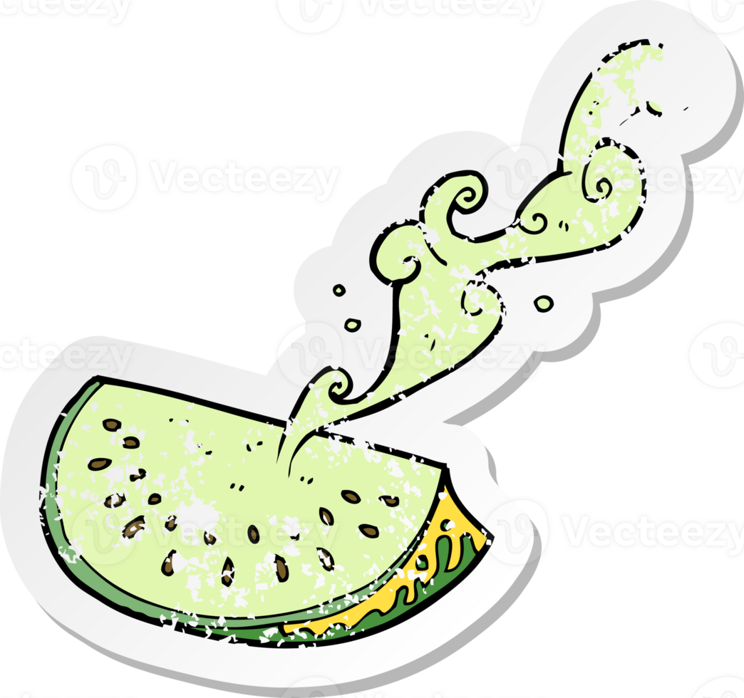 retro distressed sticker of a cartoon melon png