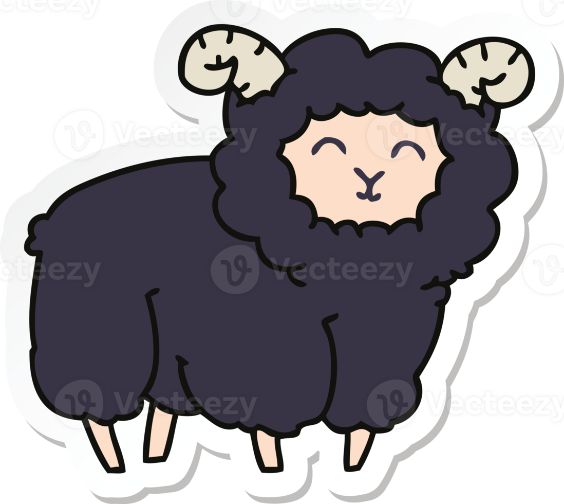 sticker of a quirky hand drawn cartoon ram png