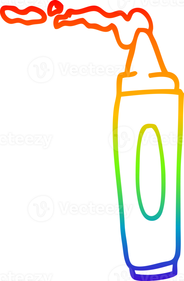 rainbow gradient line drawing of a cartoon coloring crayon png