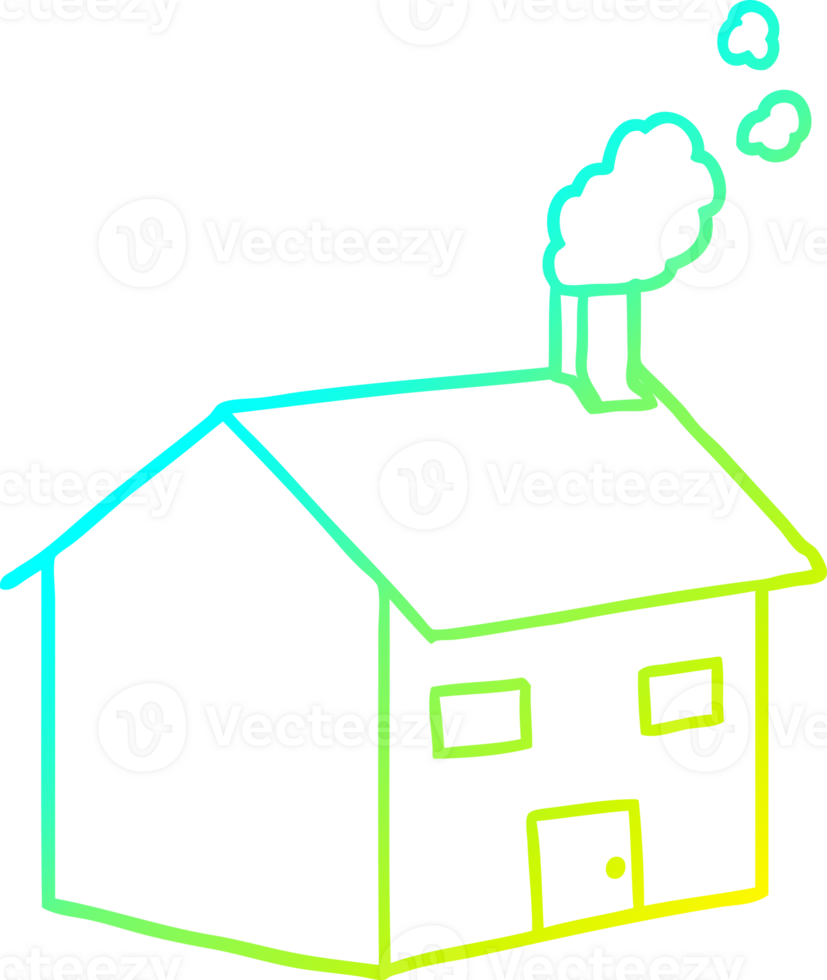 cold gradient line drawing of a cartoon house png