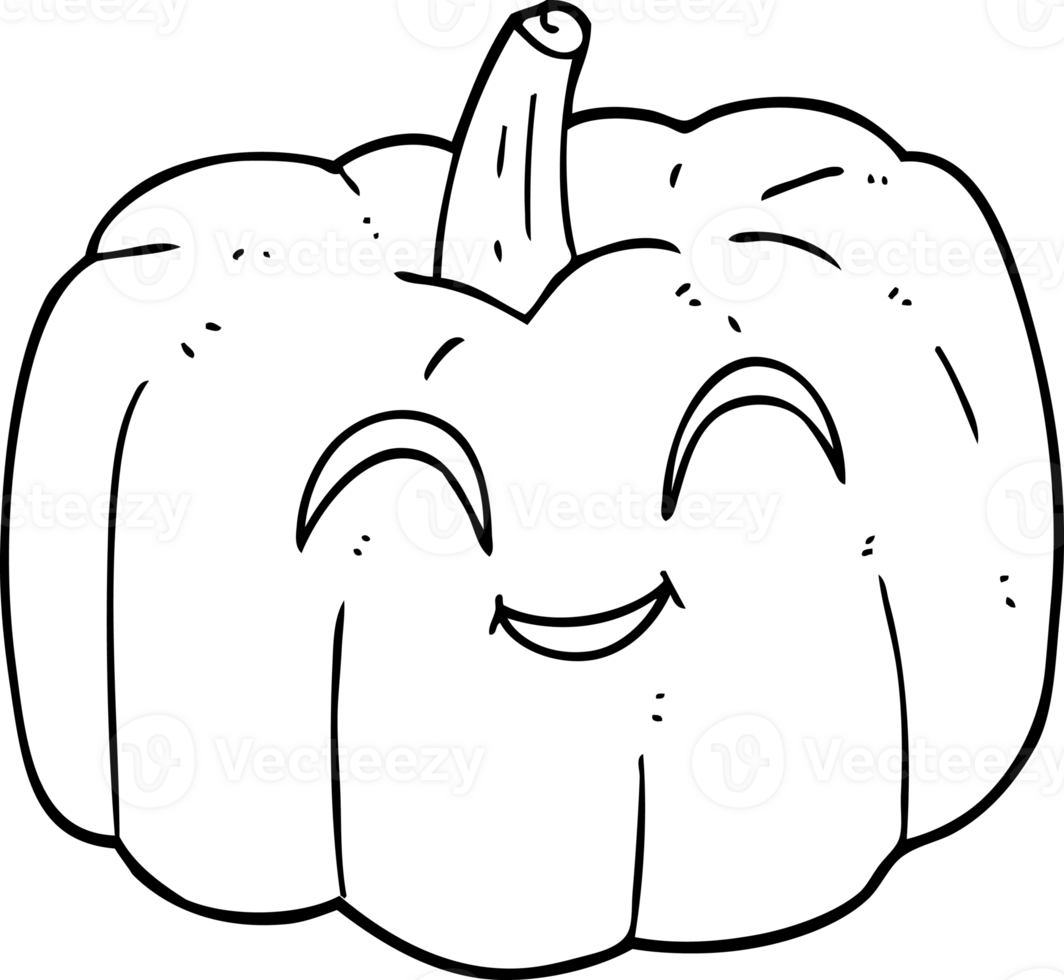 hand drawn black and white cartoon halloween pumpkin png
