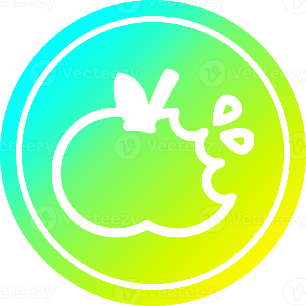 bitten apple circular icon with cool gradient finish png