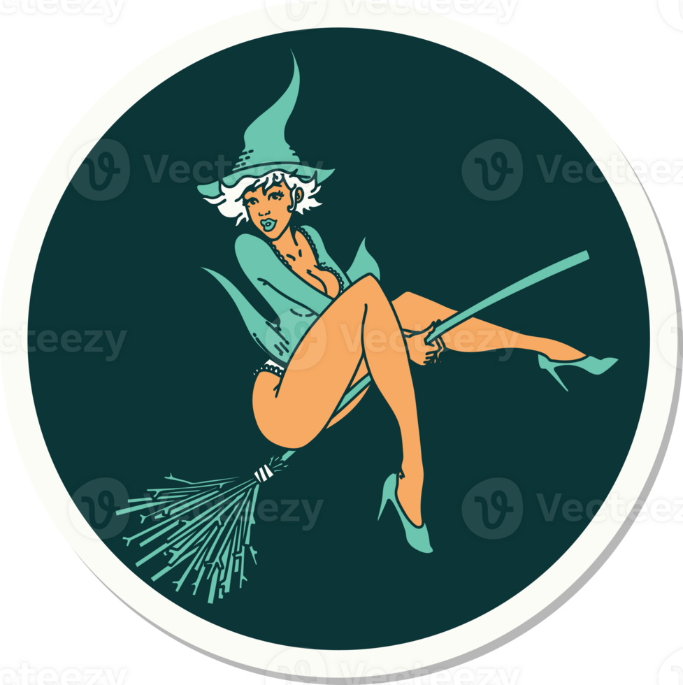 sticker of tattoo in traditional style of a pinup witch png