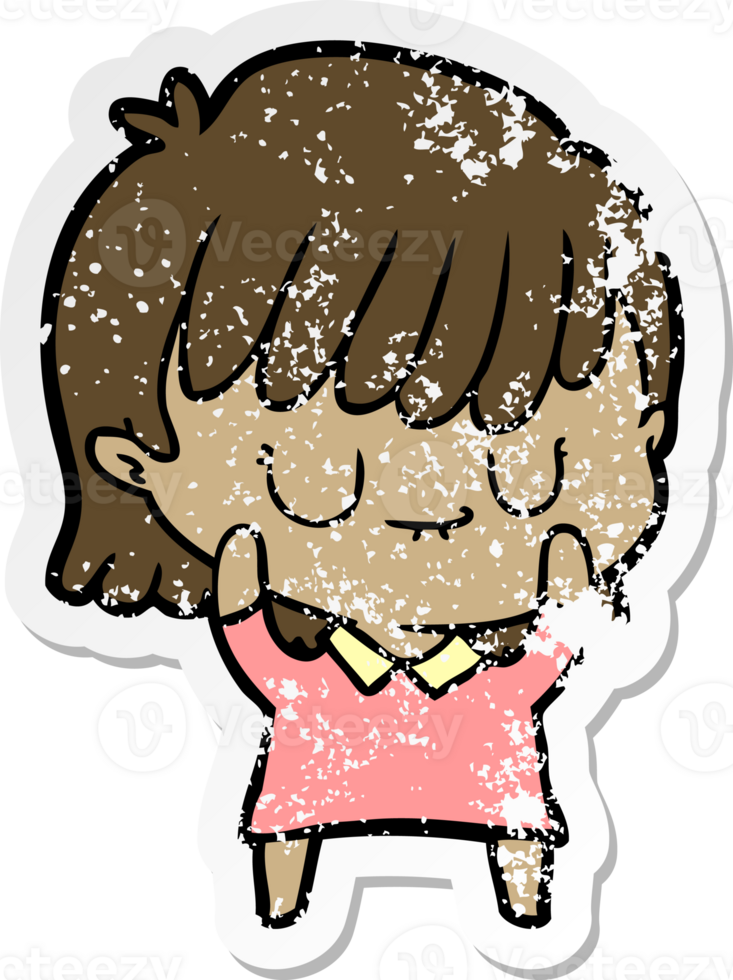 distressed sticker of a cartoon woman png