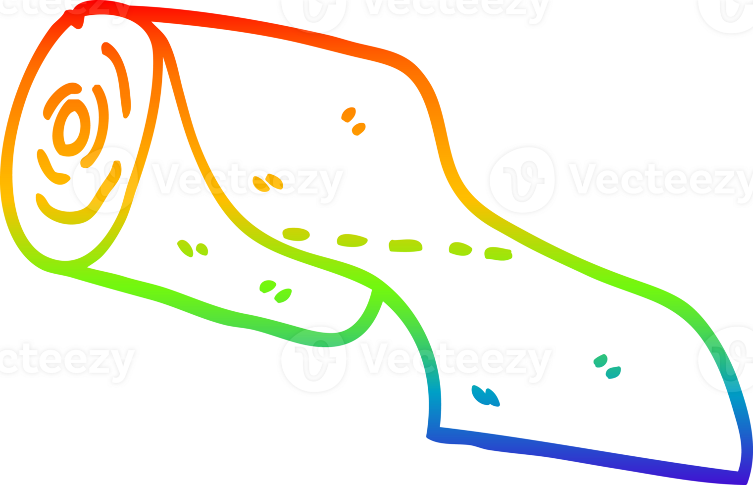 rainbow gradient line drawing of a cartoon toilet roll png