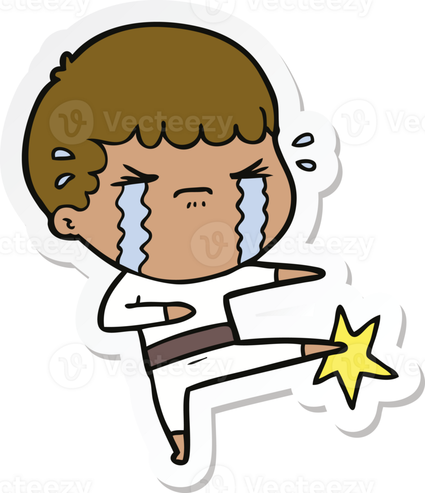 sticker of a cartoon man crying png