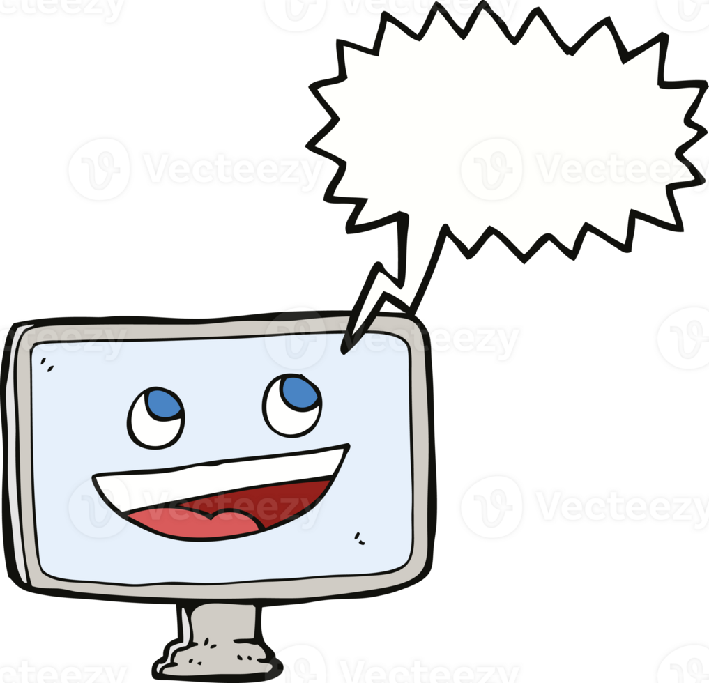 cartoon computer screen with speech bubble png