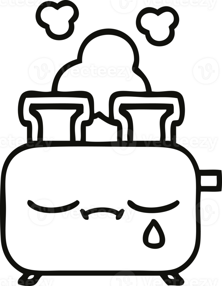 line drawing cartoon of a of a toaster png