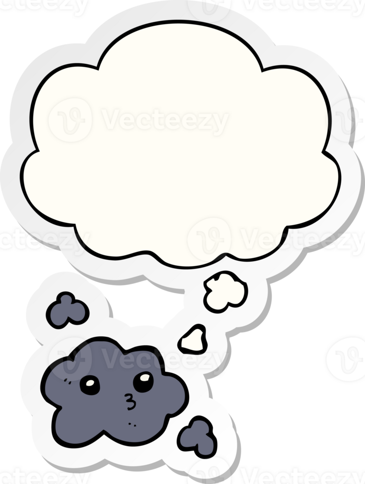 cute cartoon cloud with thought bubble as a printed sticker png