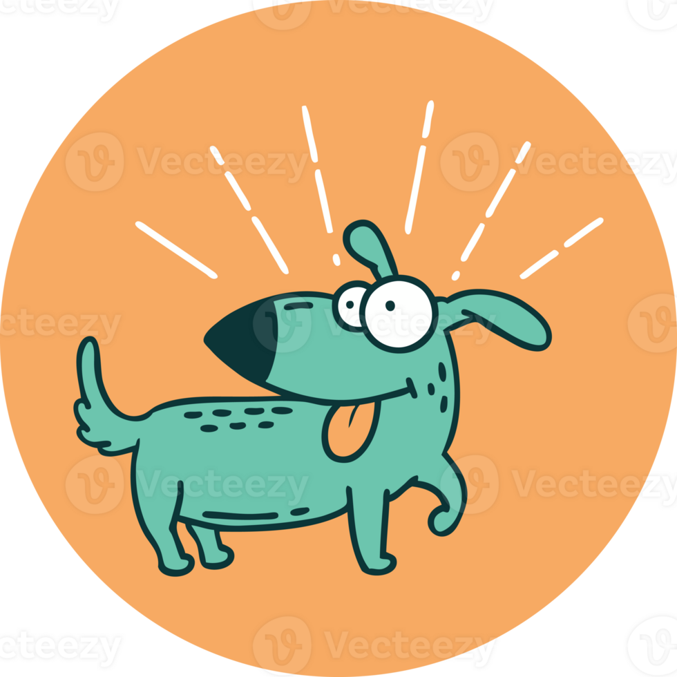 icon of a tattoo style happy dog png