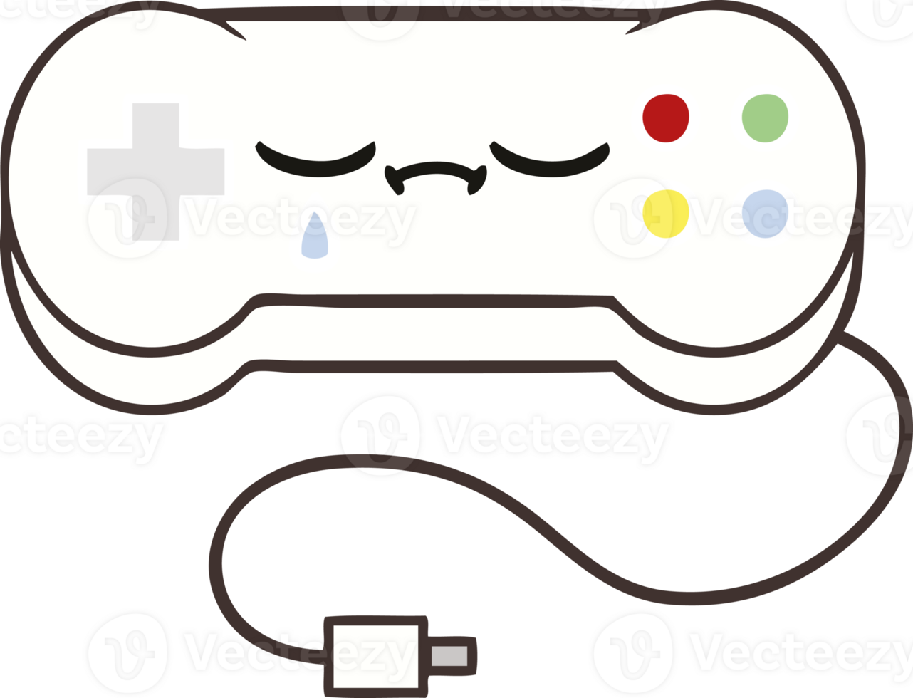 flat color retro cartoon of a game controller png