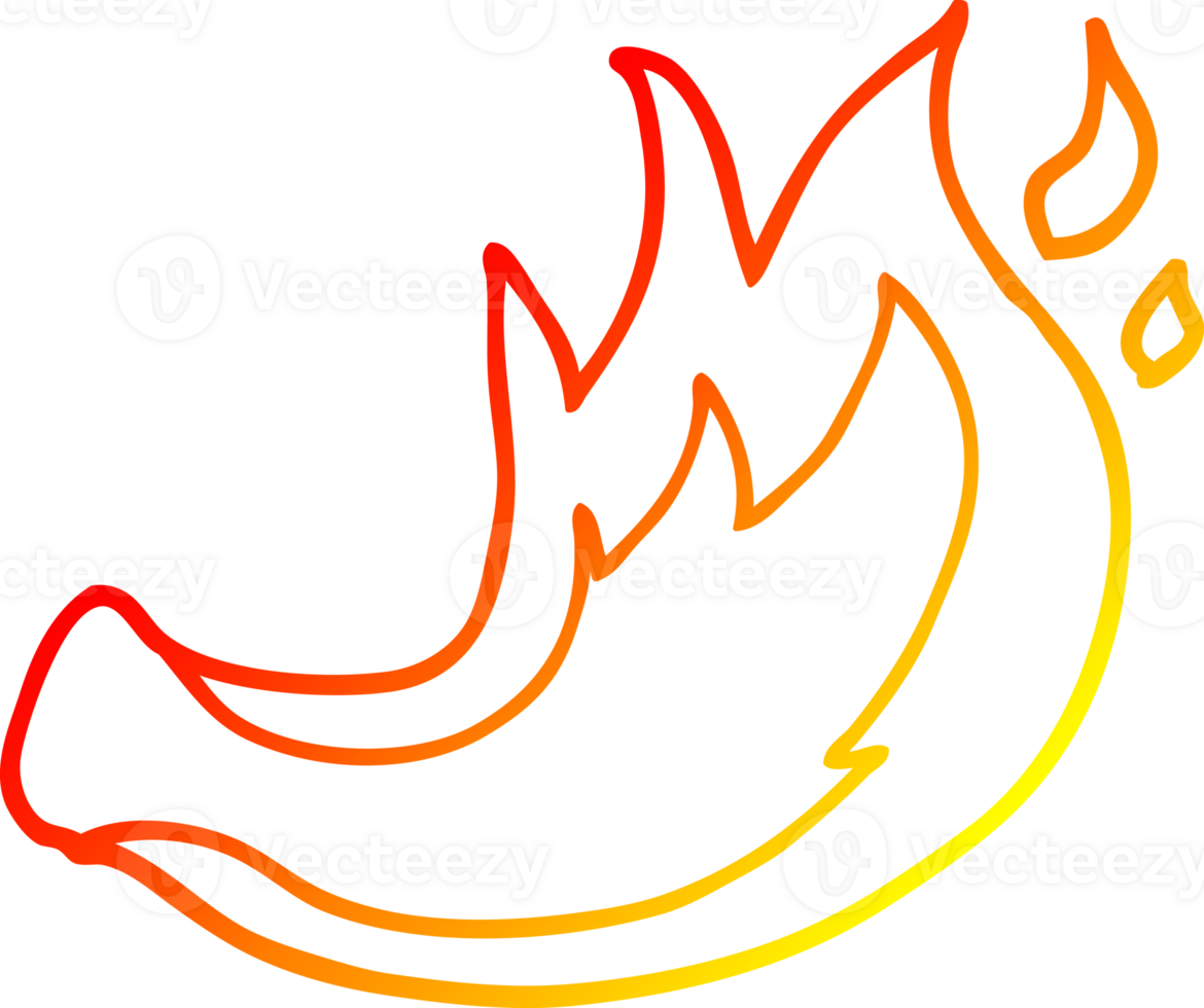 warm gradient line drawing of a cartoon flame png