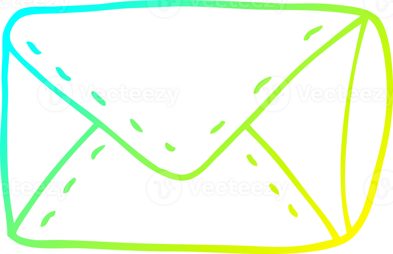 cold gradient line drawing of a cartoon envelope png