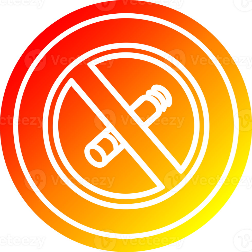 no smoking circular icon with warm gradient finish png