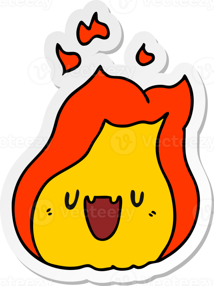 sticker cartoon illustration kawaii cute fire flame png