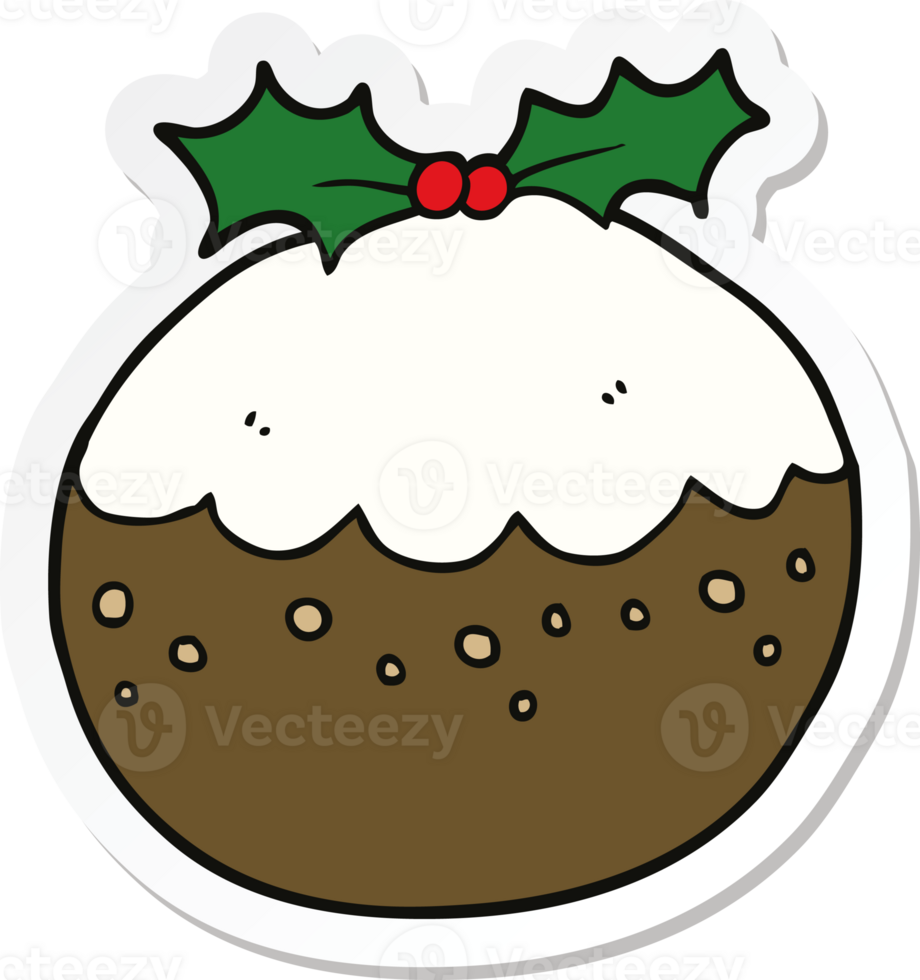 sticker of a cartoon christmas pudding png