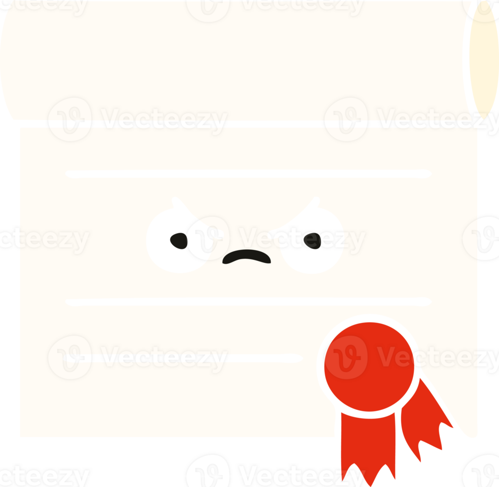 flat color retro cartoon of a certificate png