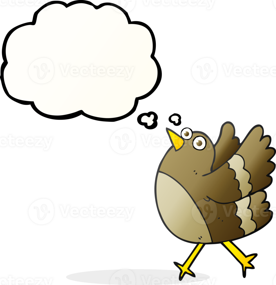 hand drawn thought bubble cartoon happy bird png