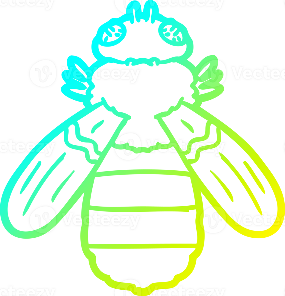 cold gradient line drawing of a cartoon bee png