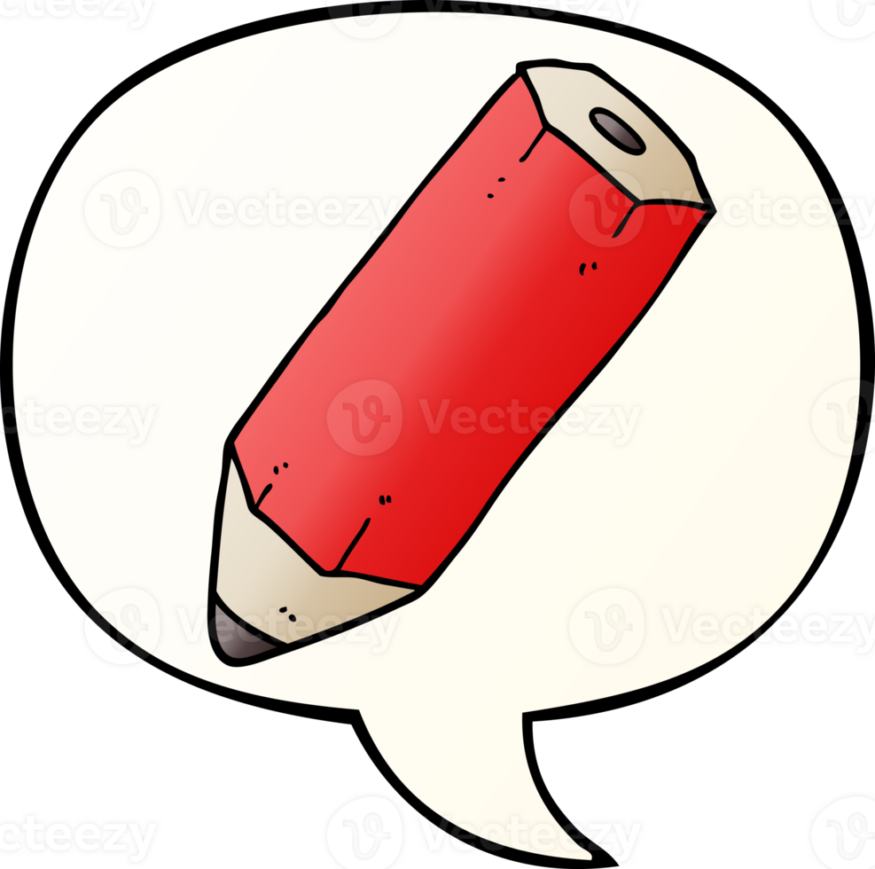 cartoon pencil with speech bubble in smooth gradient style png