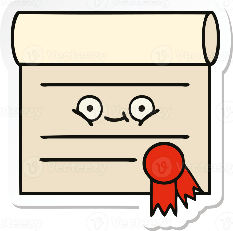 sticker of a cute cartoon certificate png