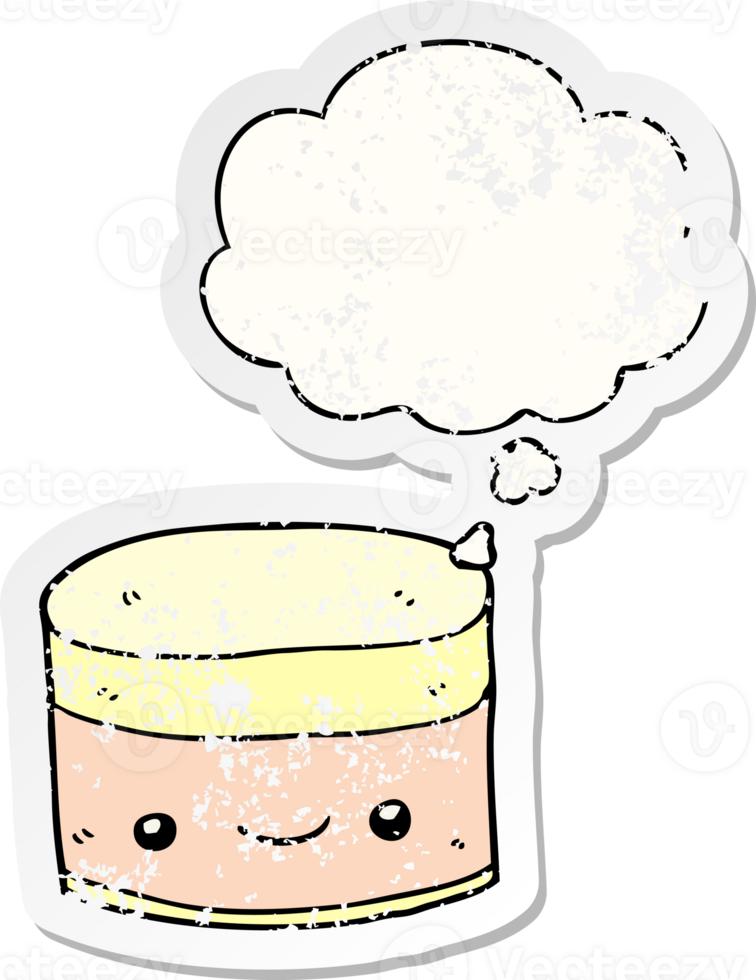Layer 174 with thought bubble as a distressed worn sticker png