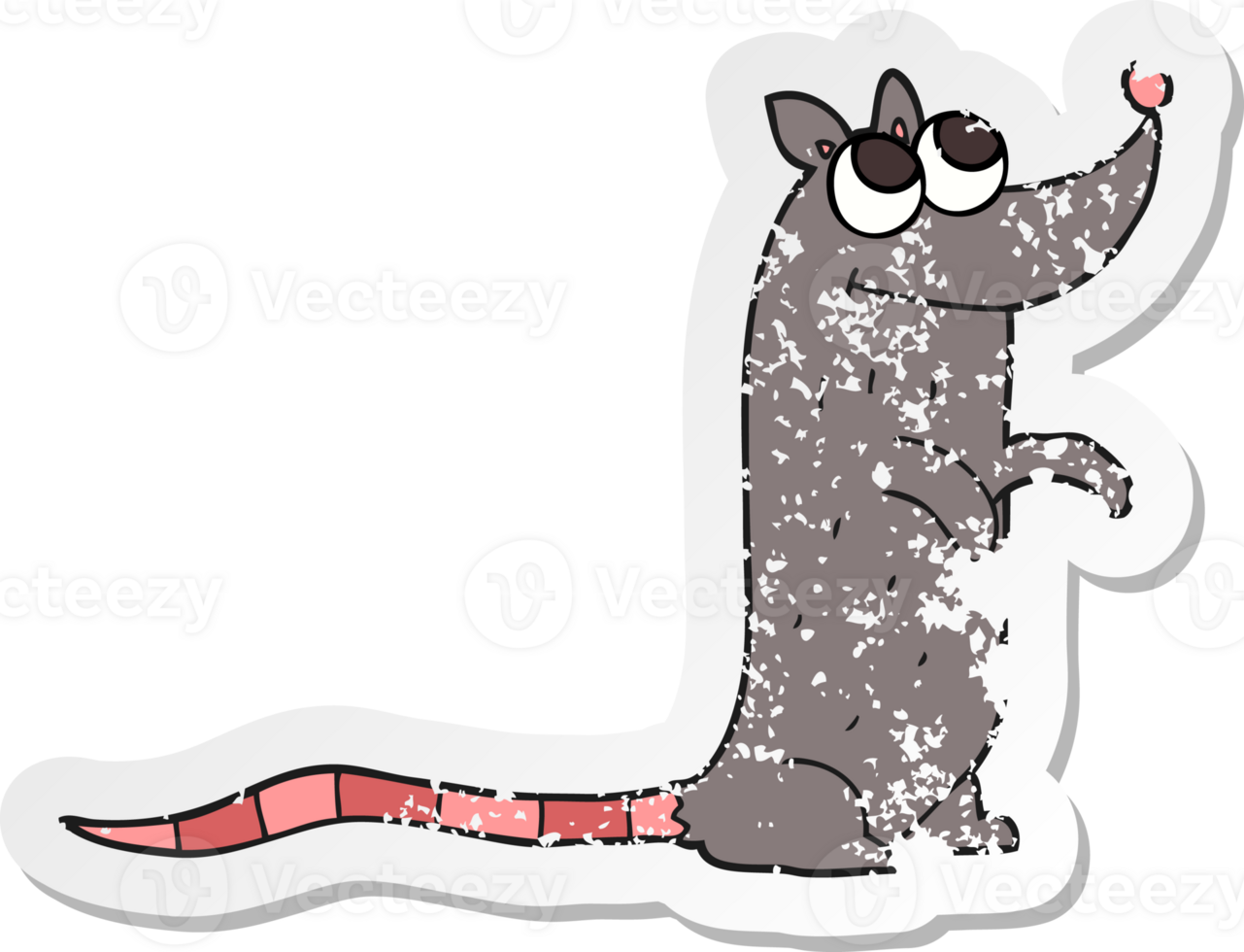 retro distressed sticker of a cartoon rat png