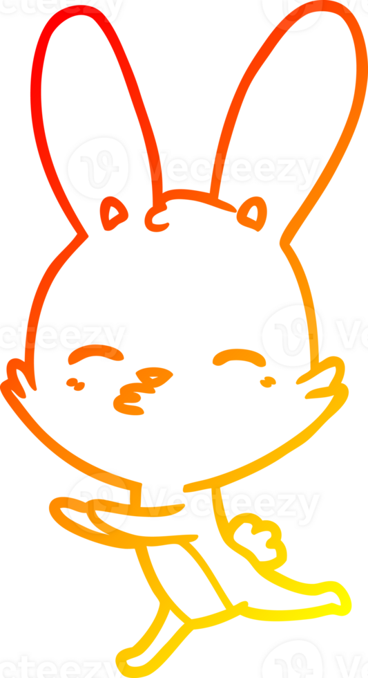 warm gradient line drawing of a curious bunny cartoon png