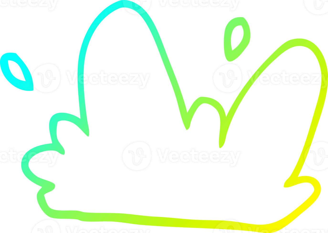 cold gradient line drawing of a cartoon water splash png