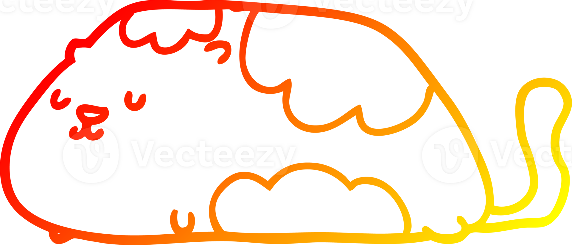 warm gradient line drawing of a cartoon cat png