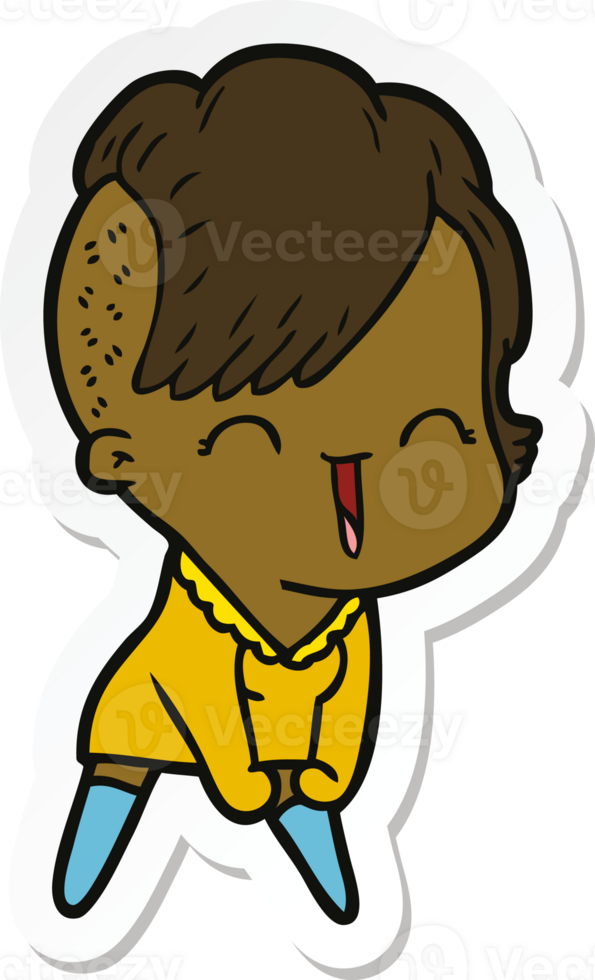 sticker of a cartoon happy hipster girl png