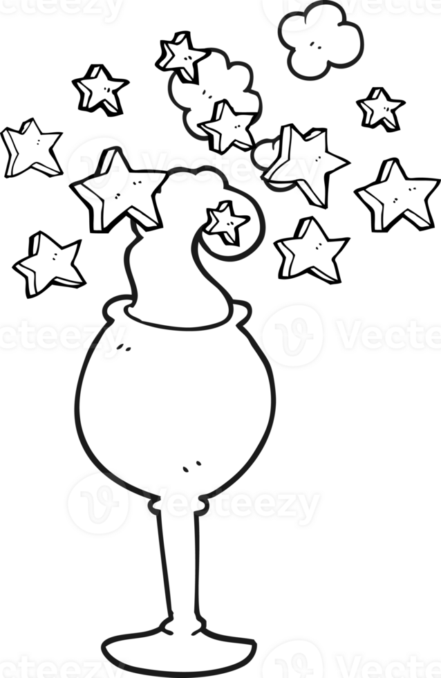 hand drawn black and white cartoon magic goblet png