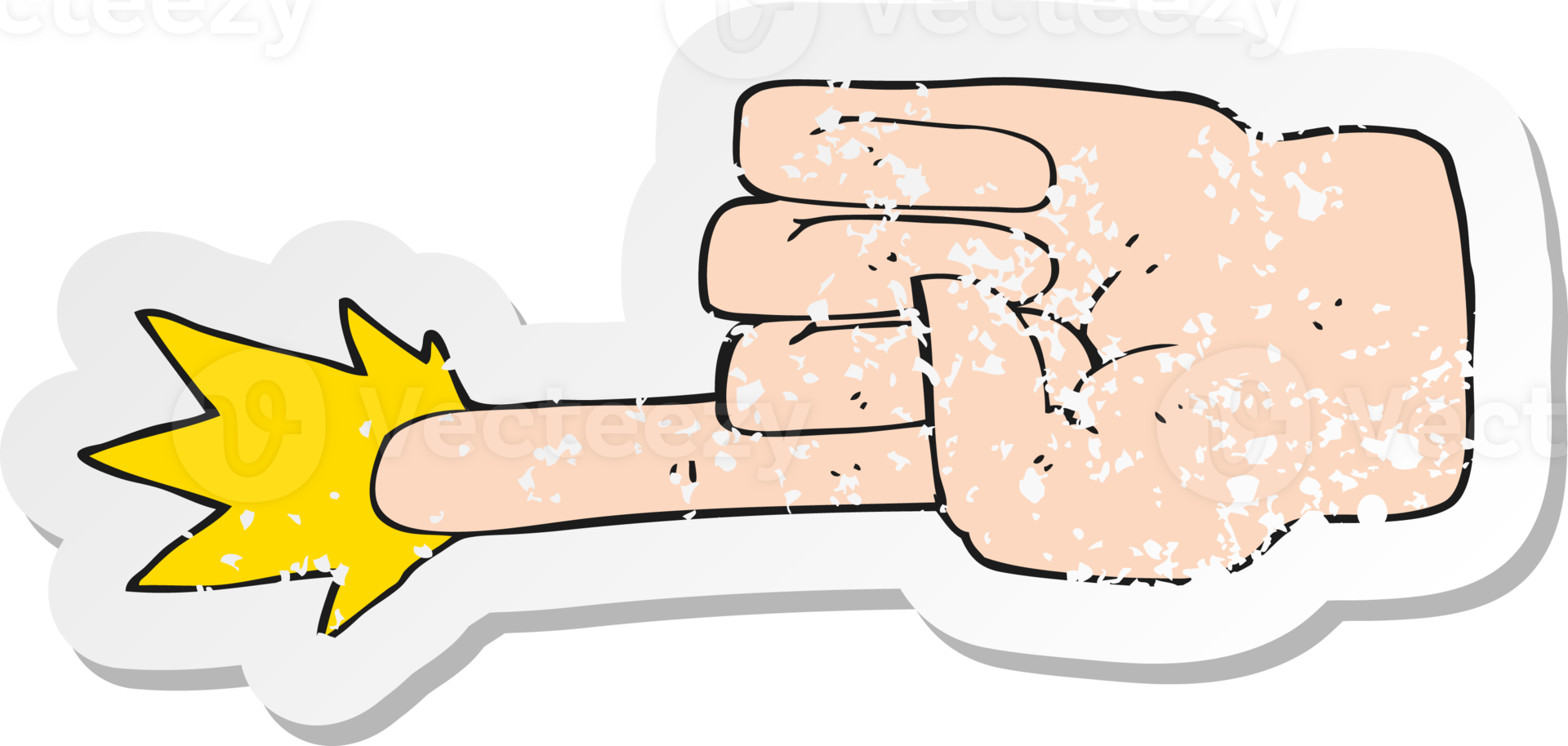 retro distressed sticker of a cartoon pointing hand png