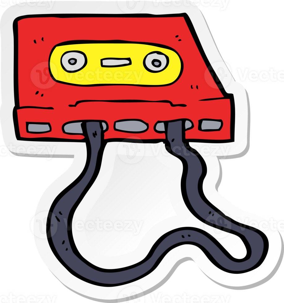 sticker of a cartoon cassette tape png