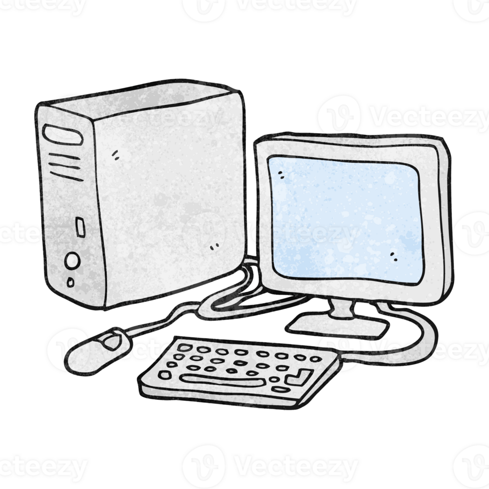 hand textured cartoon computer png