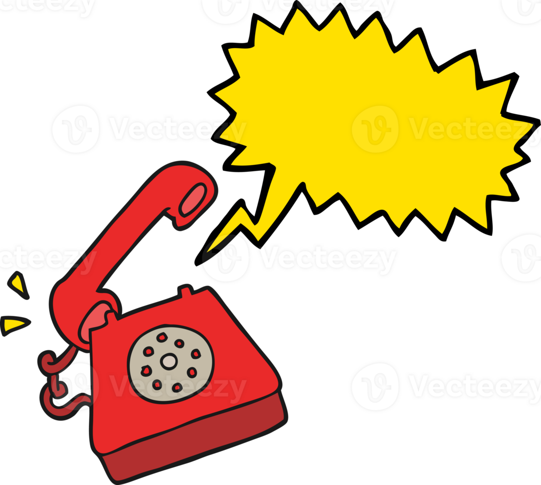 hand drawn speech bubble cartoon ringing telephone png