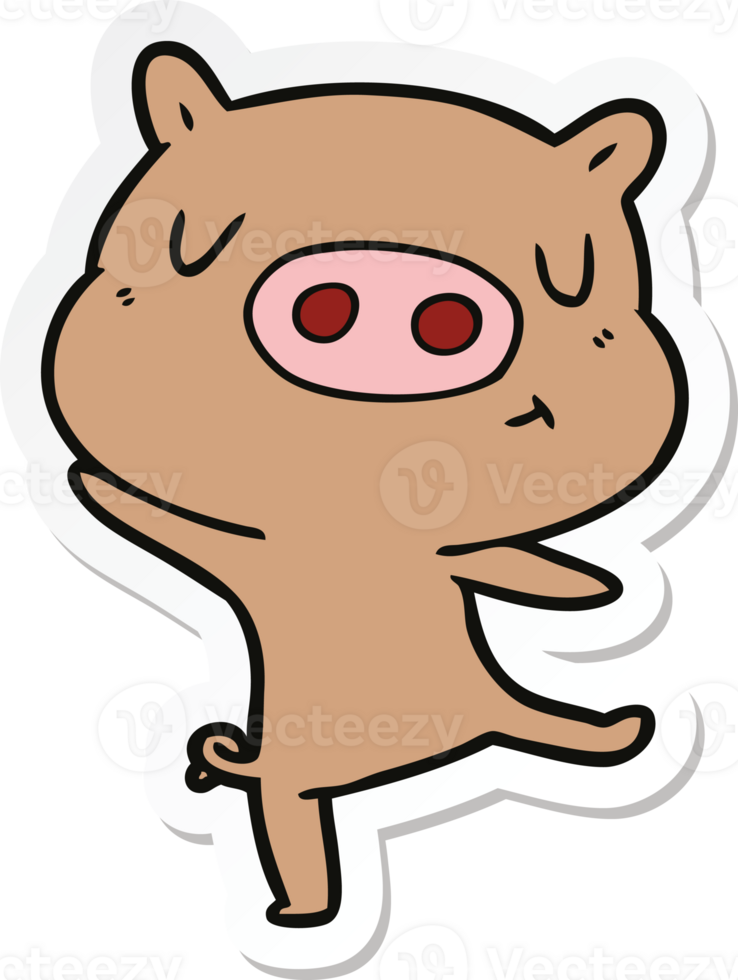 sticker of a cartoon pig dancing png