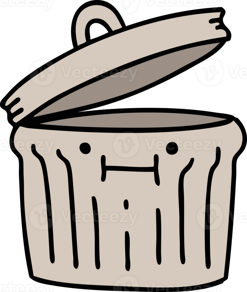cartoon of a metal garbage can png