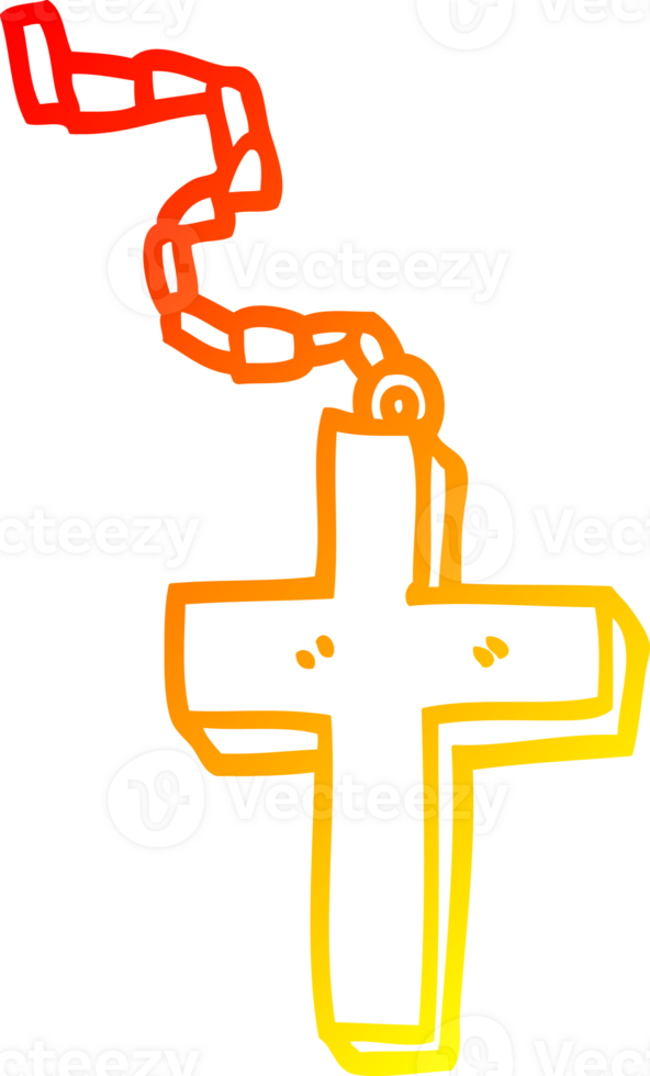 warm gradient line drawing of a cartoon metal cross png