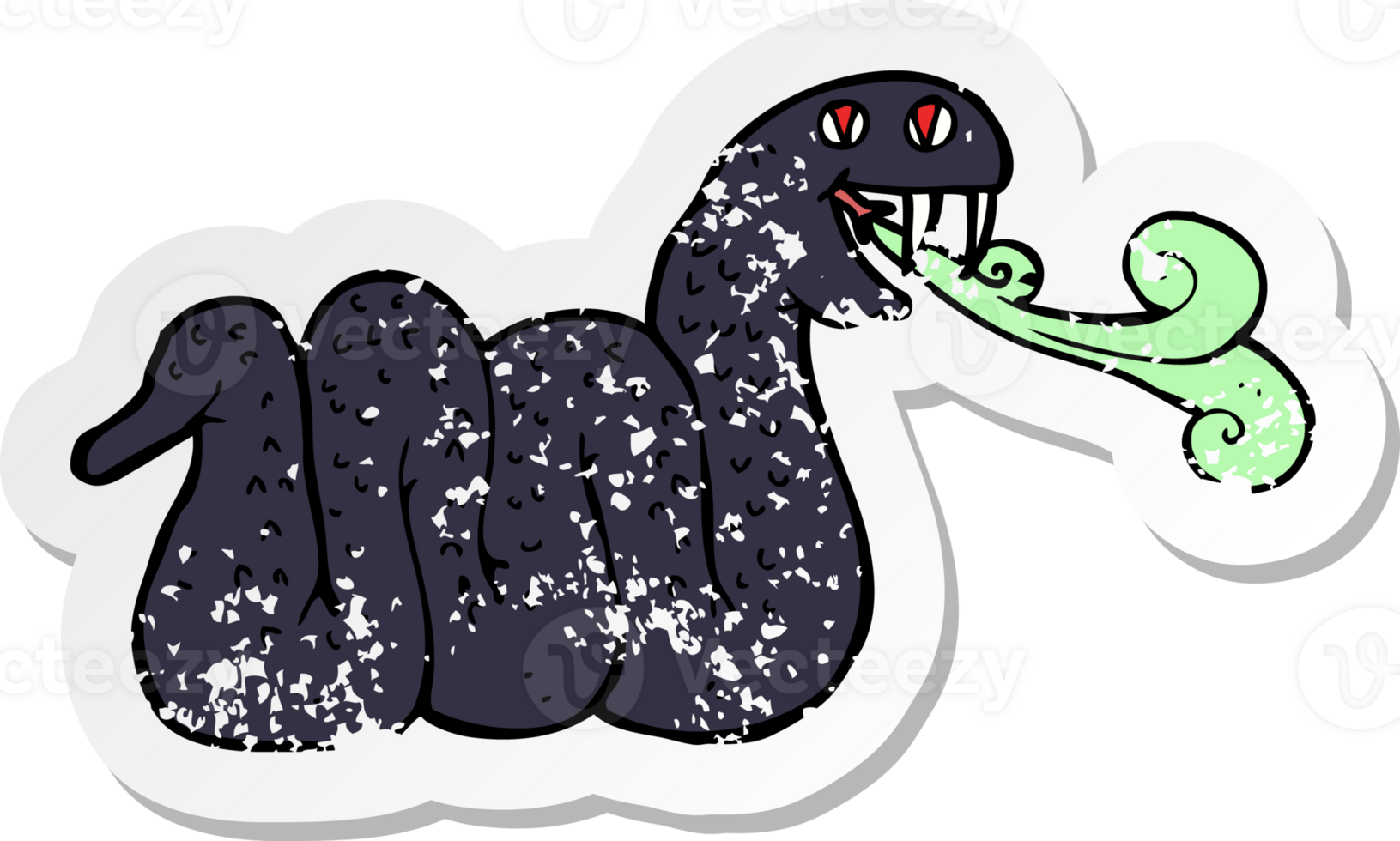 retro distressed sticker of a cartoon snake png