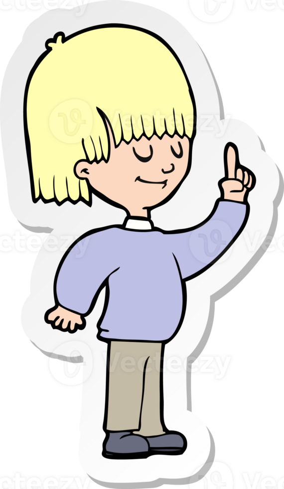 sticker of a cartoon person with idea png