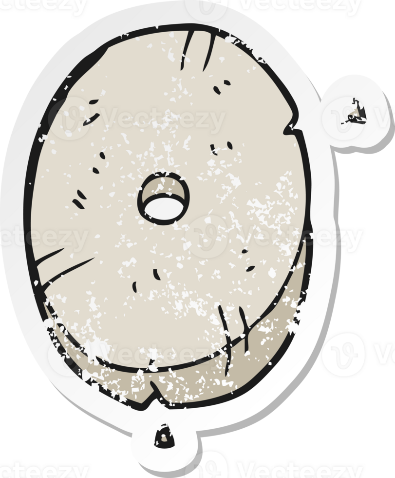 retro distressed sticker of a cartoon stone number zero png