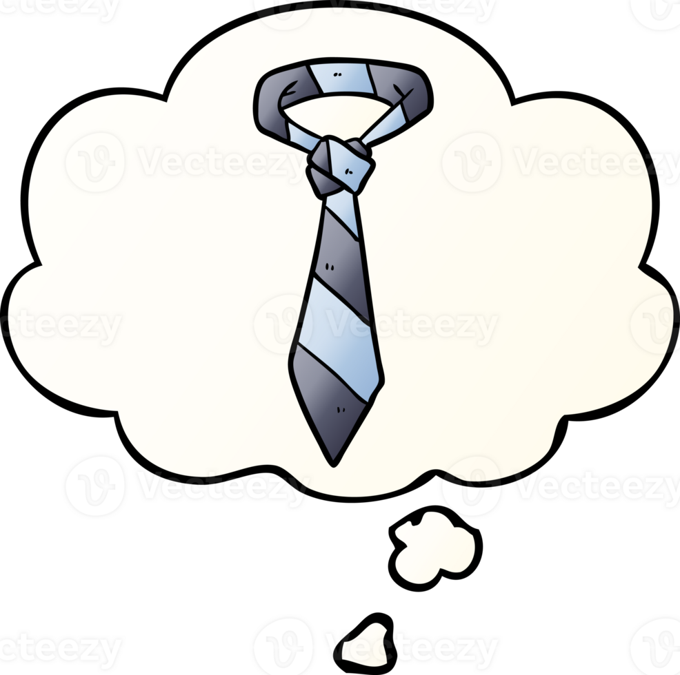 cartoon striped tie with thought bubble in smooth gradient style png