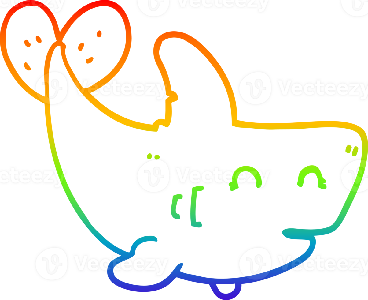rainbow gradient line drawing of a cartoon shark png