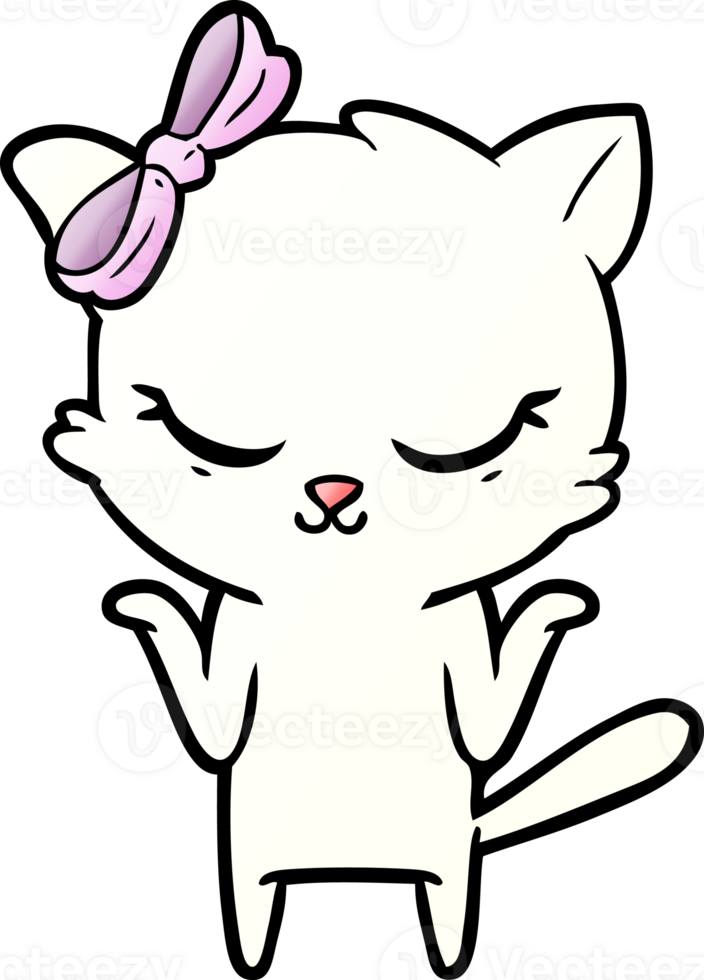 cute cartoon cat with bow png